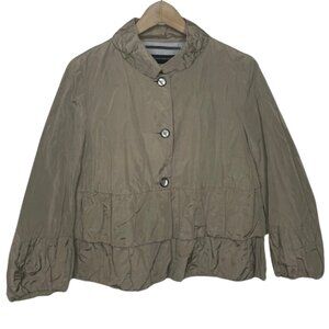 ZARA | Long Sleeve Tan Tiered Cropped Button Front Jacket | Size L